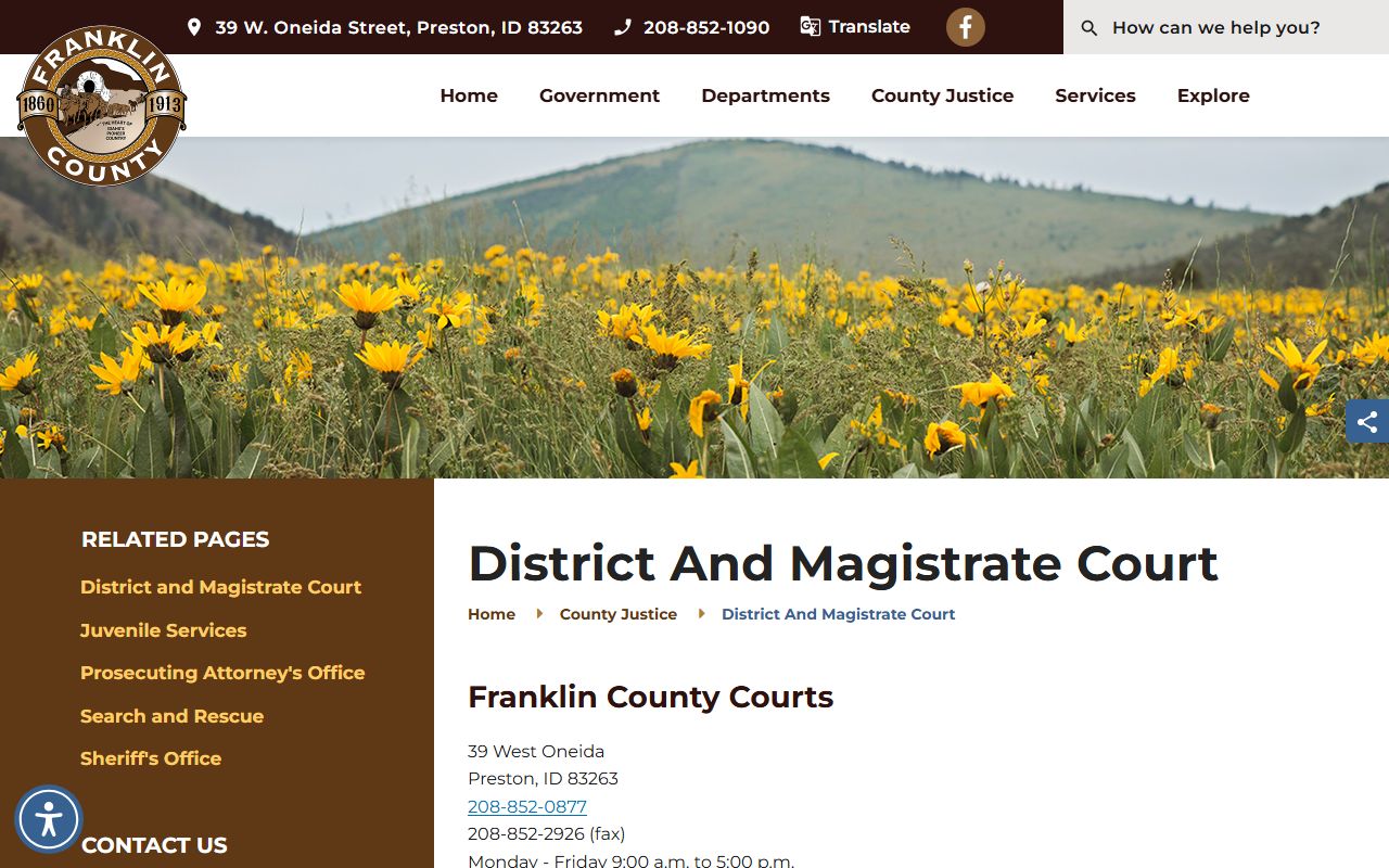 Franklin County court detention links for inmate lookup